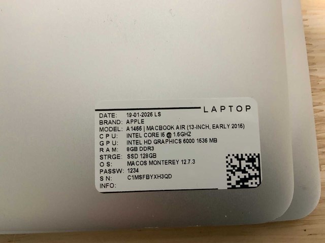 Apple macbook air a1466 laptop (6x) - afbeelding 3 van  12