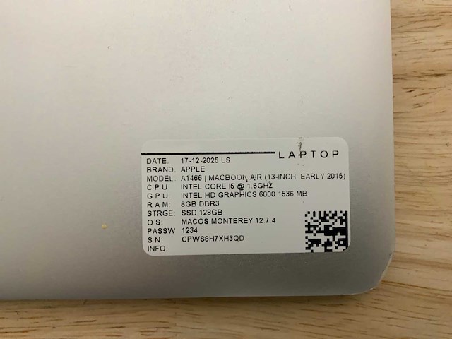 Apple macbook air a1466 laptop (6x) - afbeelding 10 van  12