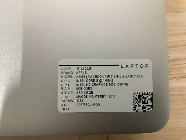 Apple macbook air a1466 laptop (6x) - afbeelding 11 van  12