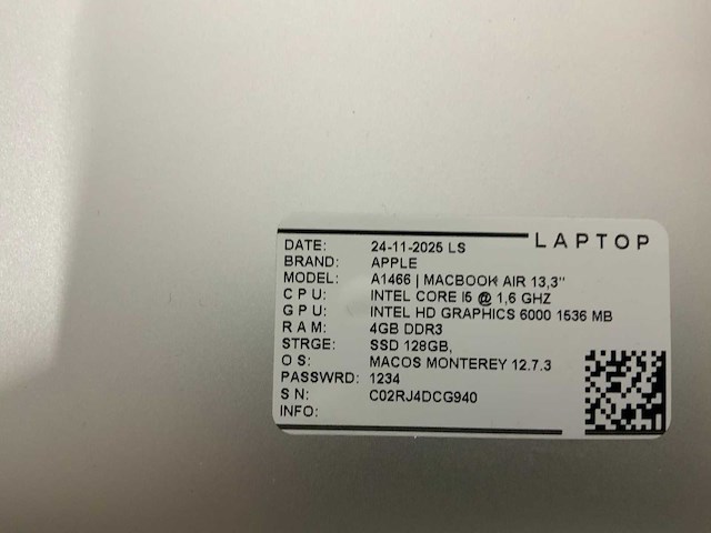 Apple macbook air a1466 laptop (6x) - afbeelding 4 van  12