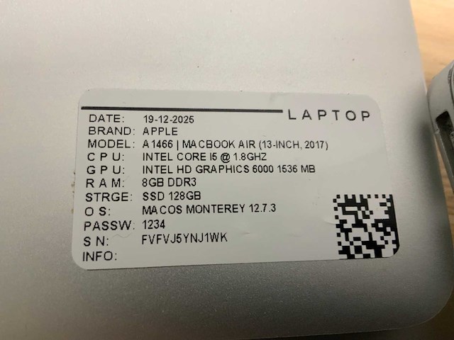 Apple macbook air a1466 laptop (6x) - afbeelding 2 van  12