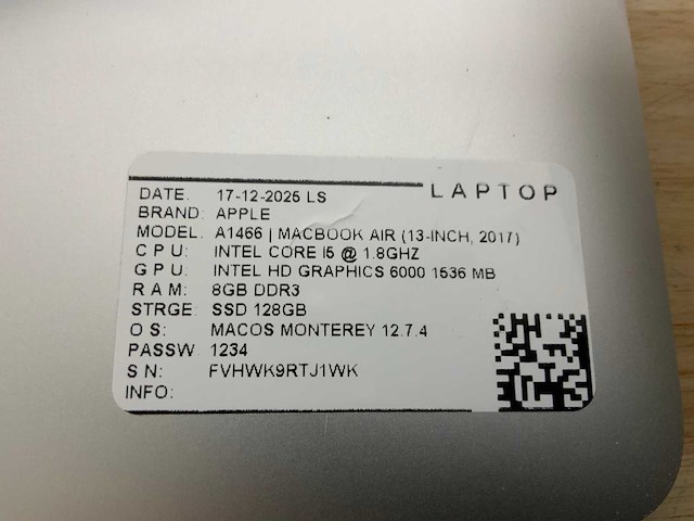 Apple macbook air a1466 laptop (6x) - afbeelding 4 van  12