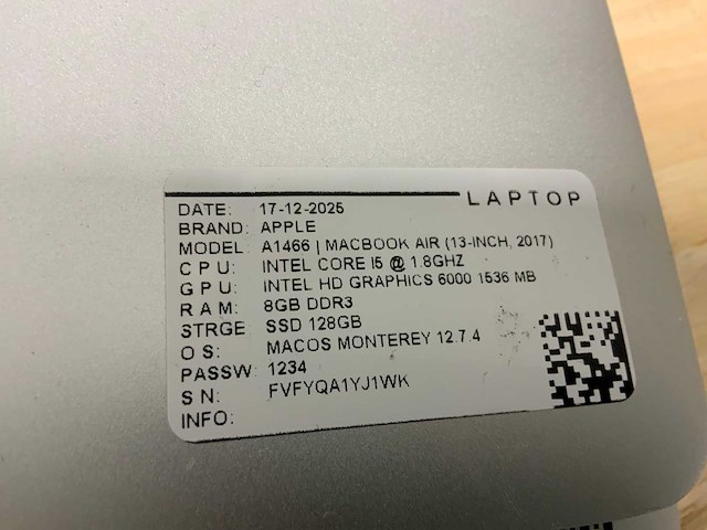 Apple macbook air a1466 laptop (6x) - afbeelding 10 van  12