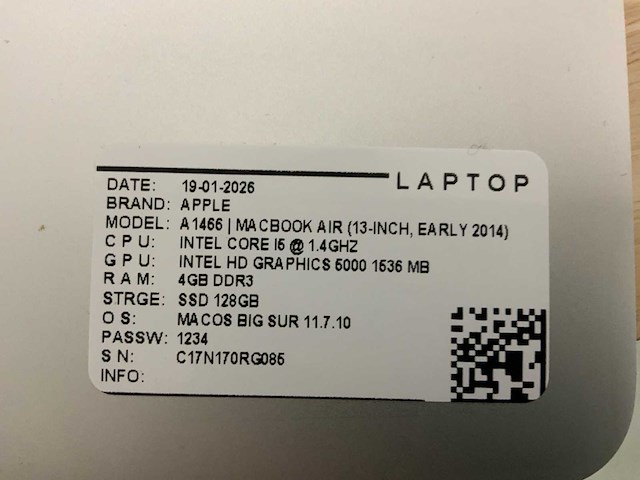 Apple macbook air a1466 laptop (6x) - afbeelding 10 van  12