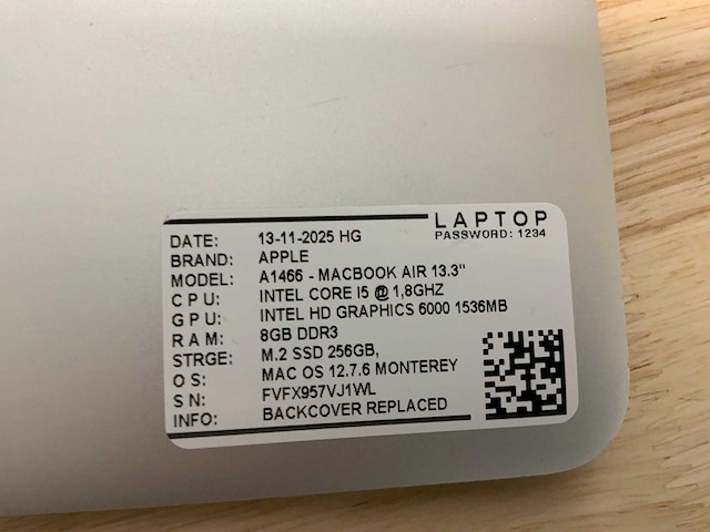 Apple macbook air a1466 laptop (6x) - afbeelding 10 van  12