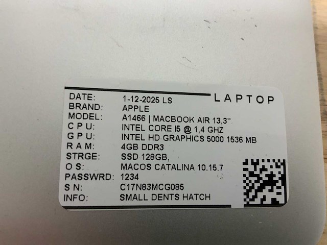 Apple macbook air a1466 laptop (6x) - afbeelding 13 van  15