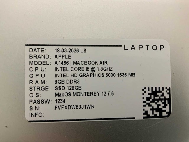 Apple macbook air a1466 laptop (6x) - afbeelding 2 van  12