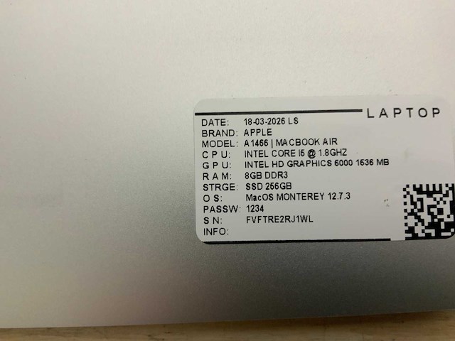 Apple macbook air a1466 laptop (6x) - afbeelding 11 van  12