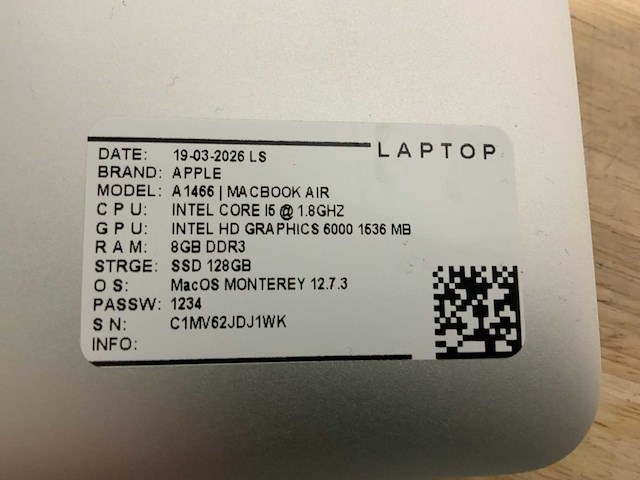 Apple macbook air a1466 laptop (6x) - afbeelding 4 van  14