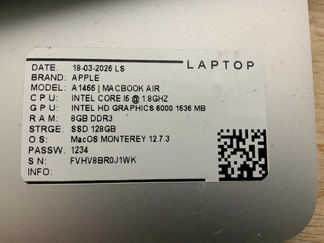 Apple macbook air a1466 laptop (6x) - afbeelding 5 van  14