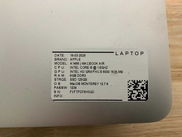 Apple macbook air a1466 laptop (6x) - afbeelding 12 van  14