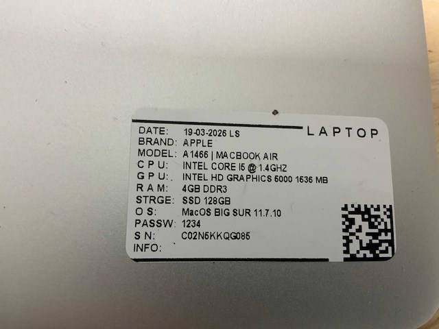 Apple macbook air a1466 laptop (6x) - afbeelding 10 van  12