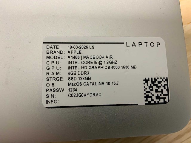 Apple macbook air a1466 laptop (6x) - afbeelding 12 van  12