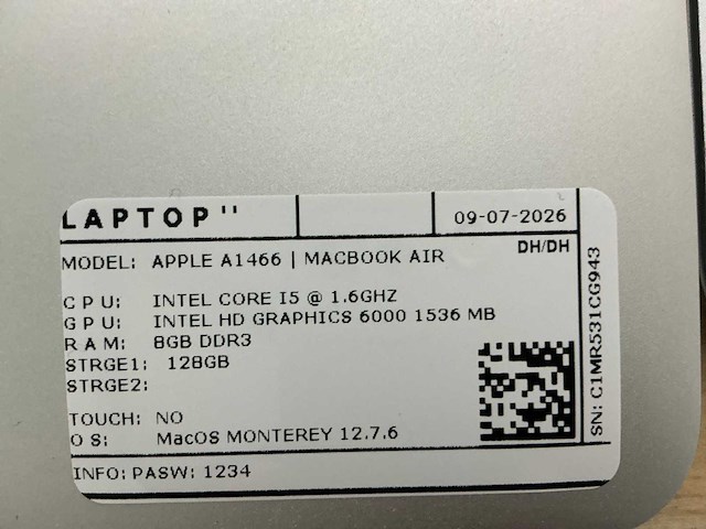 Apple macbook air a1466 laptop (6x) - afbeelding 3 van  12