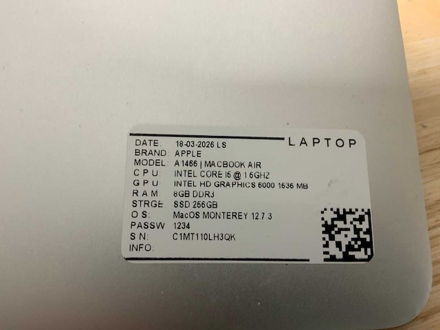 Apple macbook air a1466 laptop (6x) - afbeelding 11 van  13