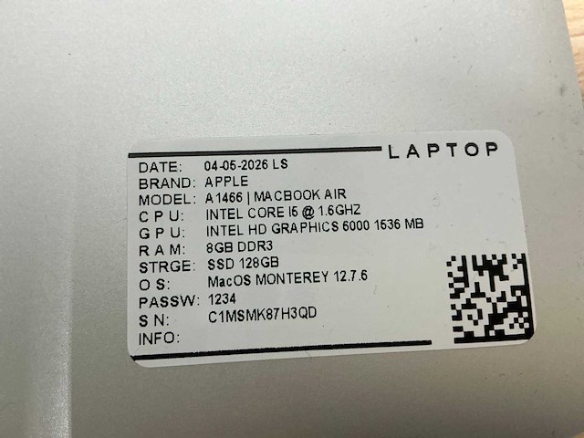 Apple macbook air a1466 laptop (8x) - afbeelding 10 van  12