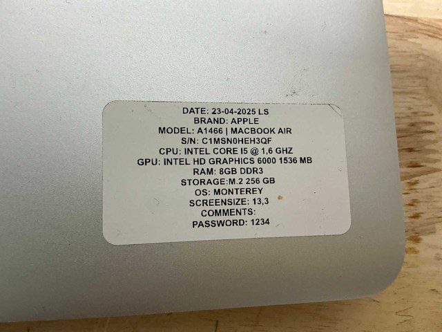 Apple macbook air a1466 laptop (8x) - afbeelding 9 van  12