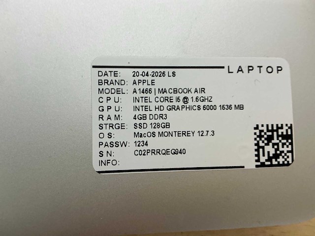 Apple macbook air a1466 laptop (8x) - afbeelding 10 van  12
