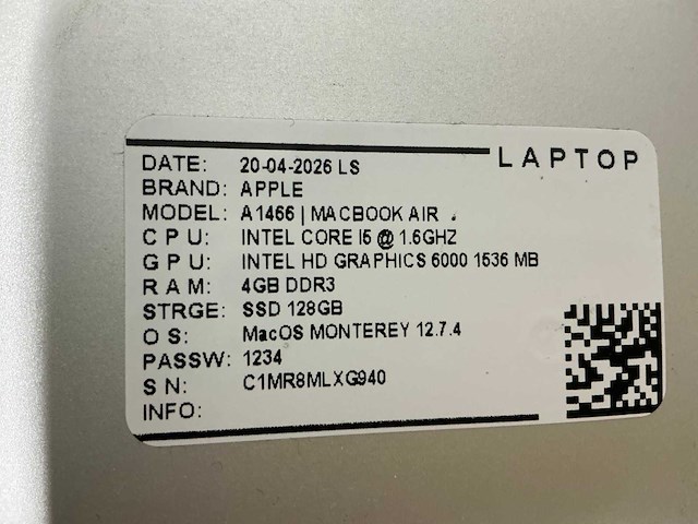 Apple macbook air a1466 laptop (8x) - afbeelding 11 van  12