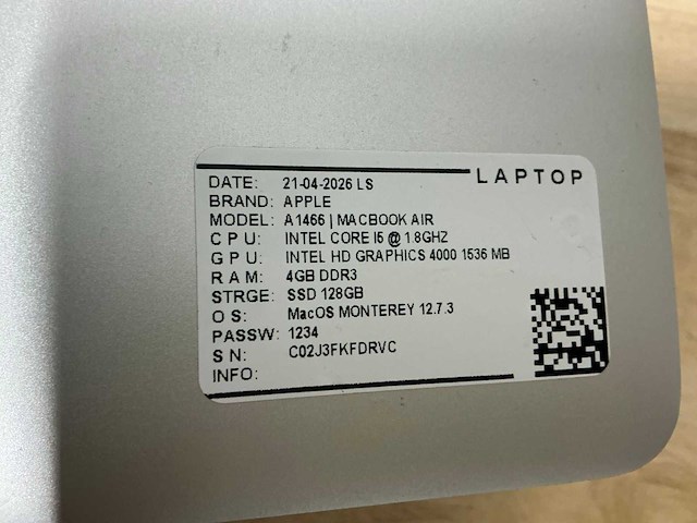 Apple macbook air a1466 laptop (8x) - afbeelding 3 van  13