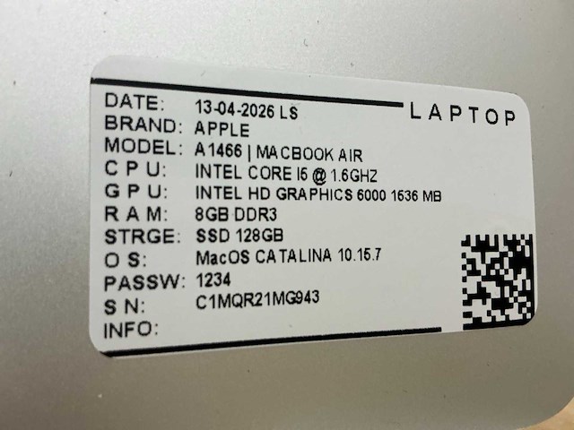 Apple macbook air a1466 laptop (8x) - afbeelding 3 van  13