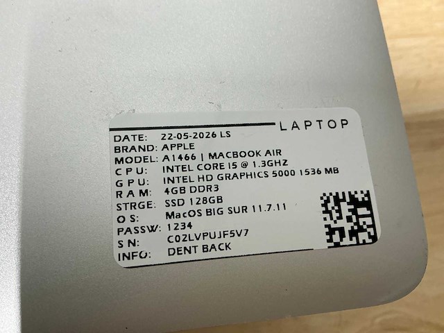 Apple macbook air a1466 laptop (8x) - afbeelding 3 van  6