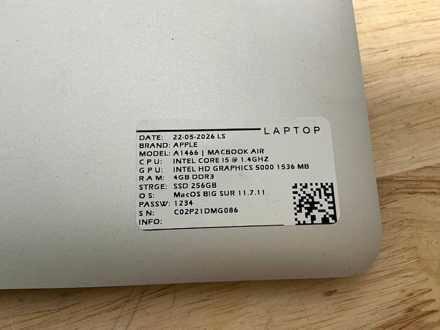 Apple macbook air a1466 laptop (8x) - afbeelding 5 van  6