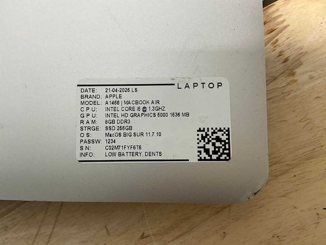 Apple macbook air a1466 laptop (8x) - afbeelding 5 van  7