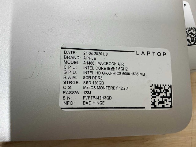 Apple macbook air a1466 laptop (8x) - afbeelding 6 van  7
