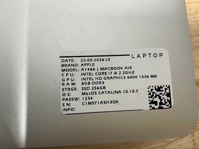 Apple macbook air a1466(i7) laptop (8x) - afbeelding 3 van  12