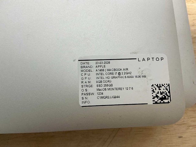 Apple macbook air a1466(i7) laptop (8x) - afbeelding 11 van  12
