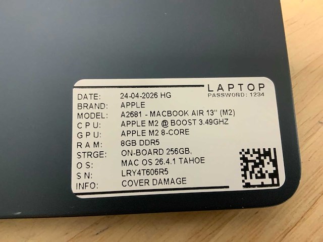 Apple macbook air a2681 laptop - afbeelding 1 van  8
