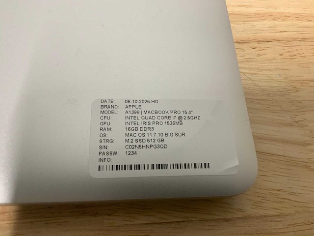 Apple macbook pro a1398 laptop - afbeelding 6 van  6