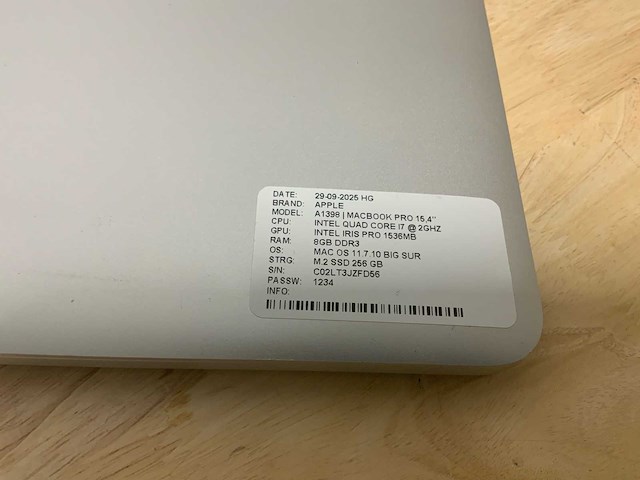 Apple macbook pro a1398 laptop - afbeelding 6 van  6