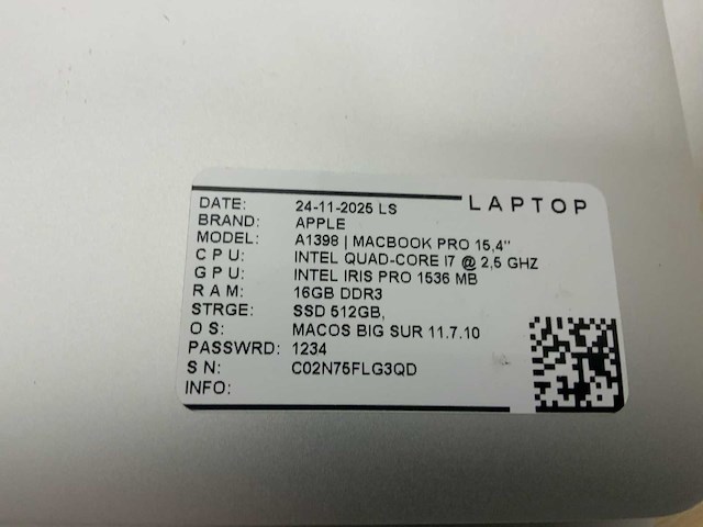 Apple macbook pro a1398(i7) laptop (2x) - afbeelding 6 van  6