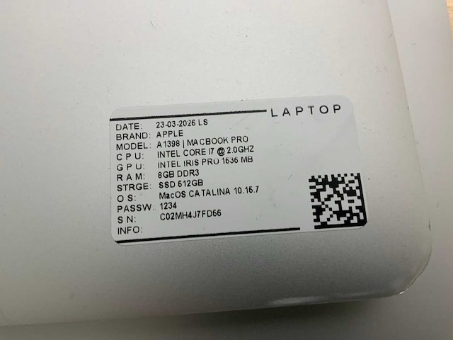Apple macbook pro a1398(i7) laptop (2x) - afbeelding 6 van  7