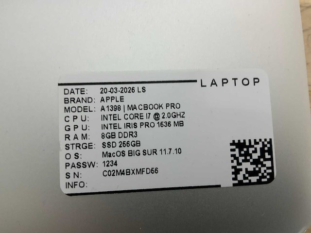 Apple macbook pro a1398(i7) laptop (2x) - afbeelding 7 van  7