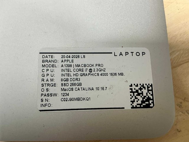 Apple macbook pro a1398(i7) laptop (2x) - afbeelding 6 van  7