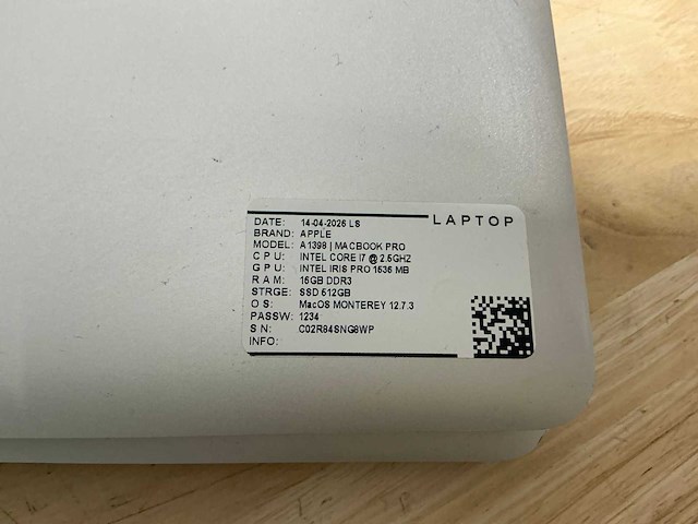 Apple macbook pro a1398(i7) laptop (2x) - afbeelding 6 van  7