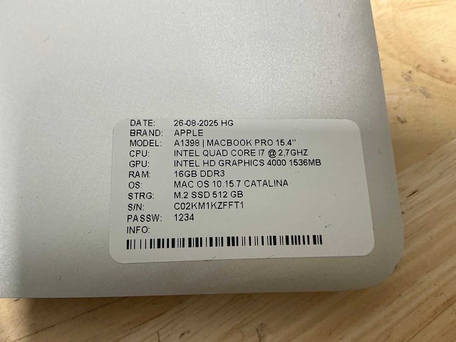 Apple macbook pro a1398(i7) laptop (2x) - afbeelding 7 van  7