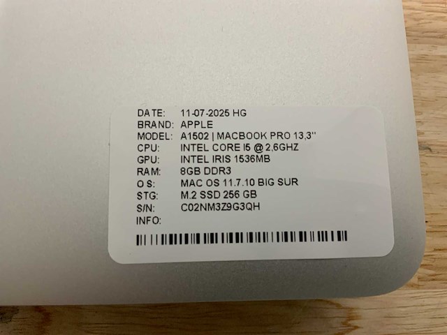 Apple macbook pro a1502 laptop (2x) - afbeelding 7 van  8