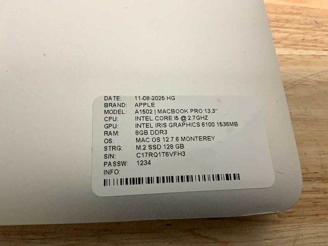 Apple macbook pro a1502 laptop (2x) - afbeelding 7 van  8
