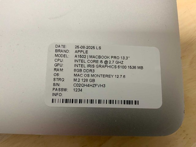 Apple macbook pro a1502 laptop (2x) - afbeelding 7 van  9