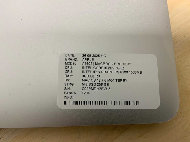 Apple macbook pro a1502 laptop (2x) - afbeelding 9 van  9