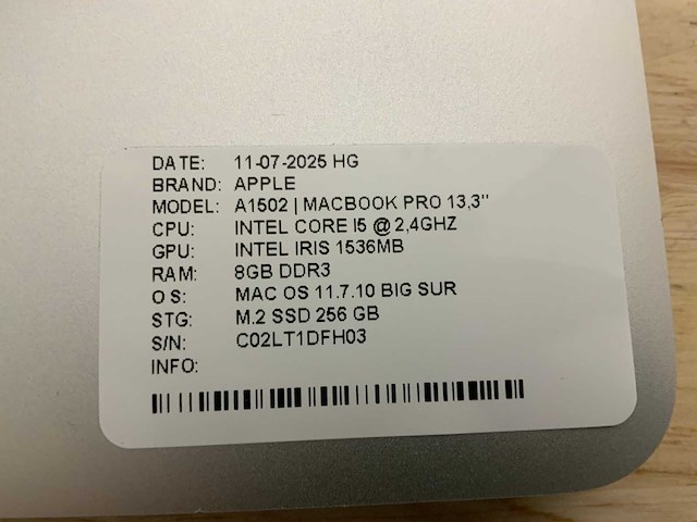 Apple macbook pro a1502 laptop (2x) - afbeelding 8 van  8