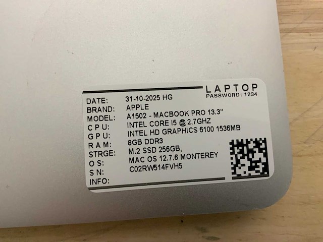 Apple macbook pro a1502 laptop (4x) - afbeelding 8 van  10