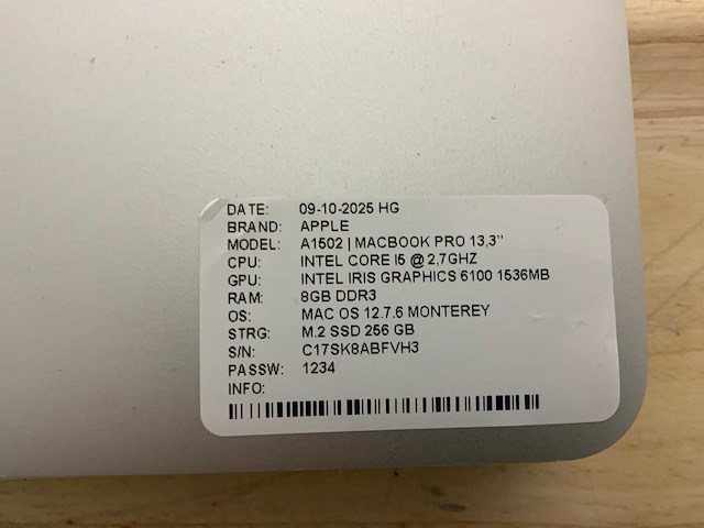 Apple macbook pro a1502 laptop (4x) - afbeelding 9 van  10