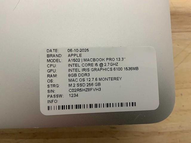 Apple macbook pro a1502 laptop (4x) - afbeelding 10 van  10