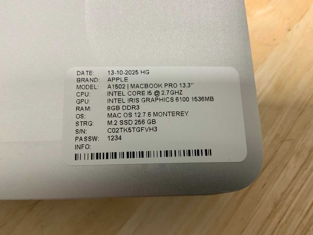 Apple macbook pro a1502 laptop (4x) - afbeelding 3 van  11