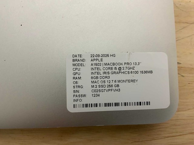 Apple macbook pro a1502 laptop (4x) - afbeelding 9 van  11
